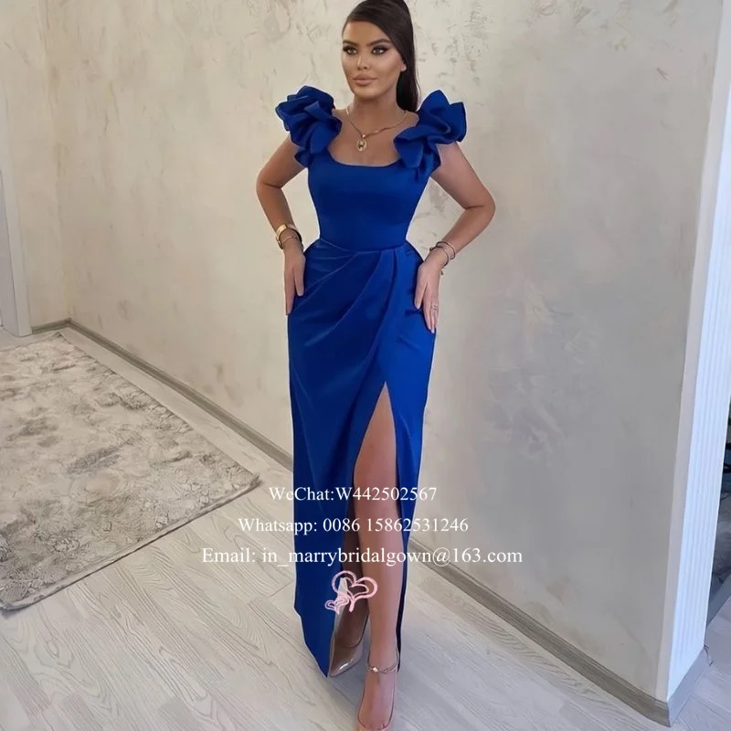 Женское атласное вечернее платье adyce белое длинное с высоким разрезом длинным