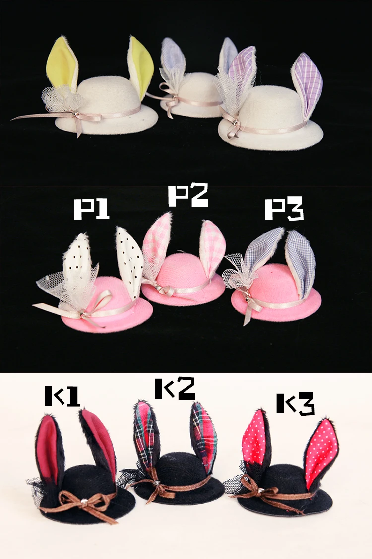 

M0098 children handmade toy 1/12 ob11 Doll blyth 1/6 1/3 1/4 uncle Doll clothes BJD/SD doll props Accessorie Rabbit ear hat 1pcs