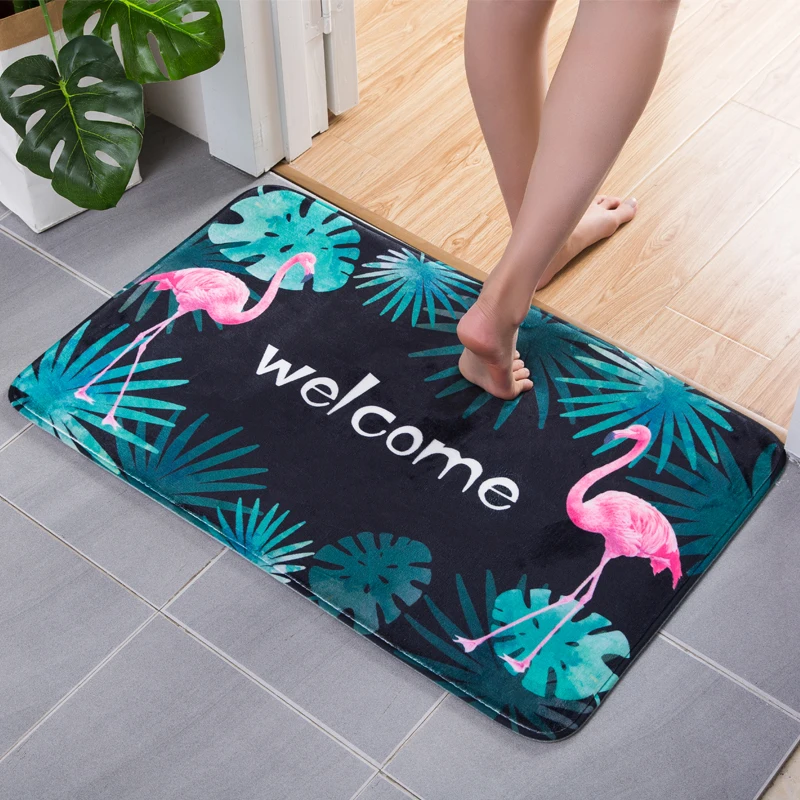 Дверной коврик коралловый бархатный для спальни ванной нескользящий кухонный Ins мультяшный принт