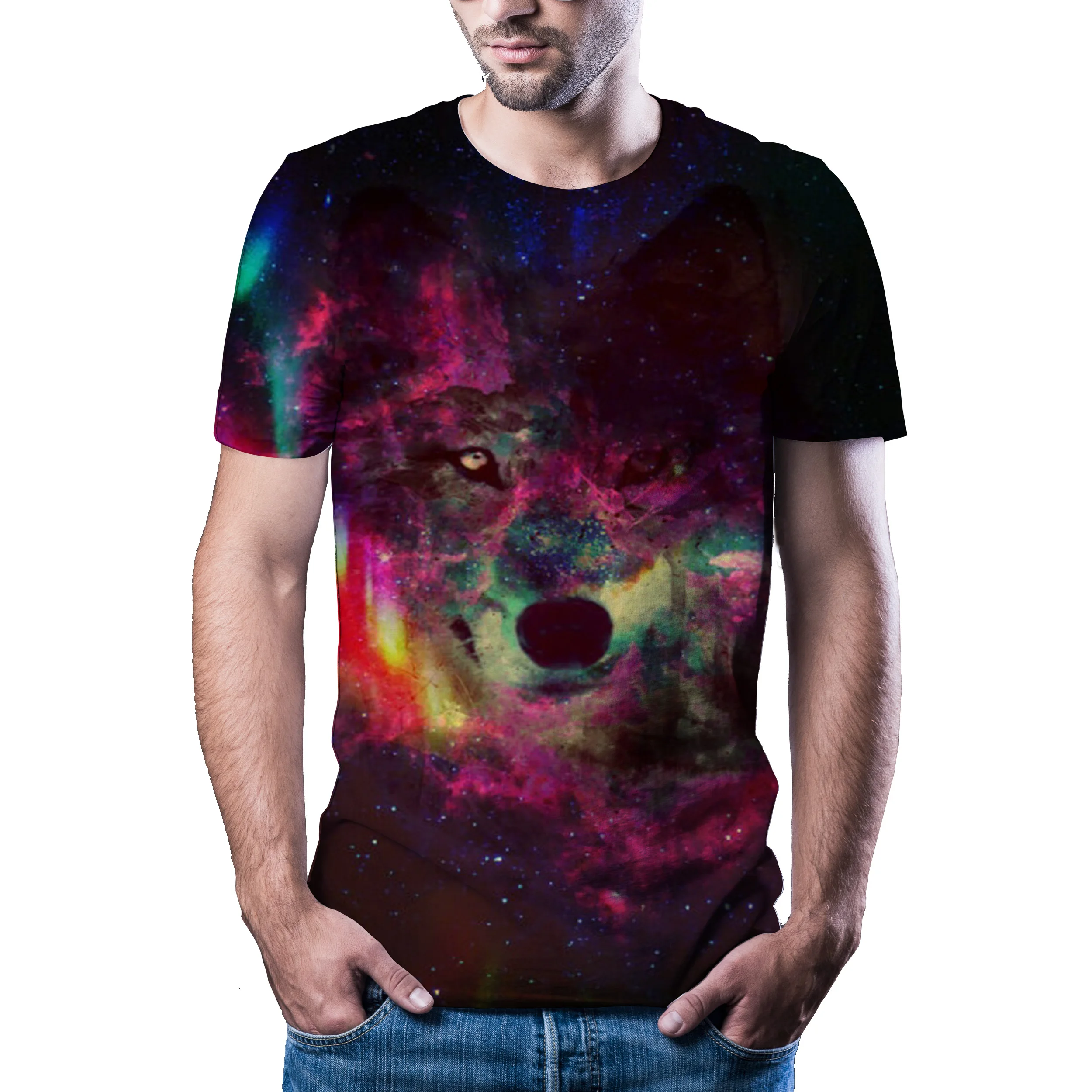 2020 самая популярная Футболка с волком/тигром Мужская футболка аниме китайская 3d