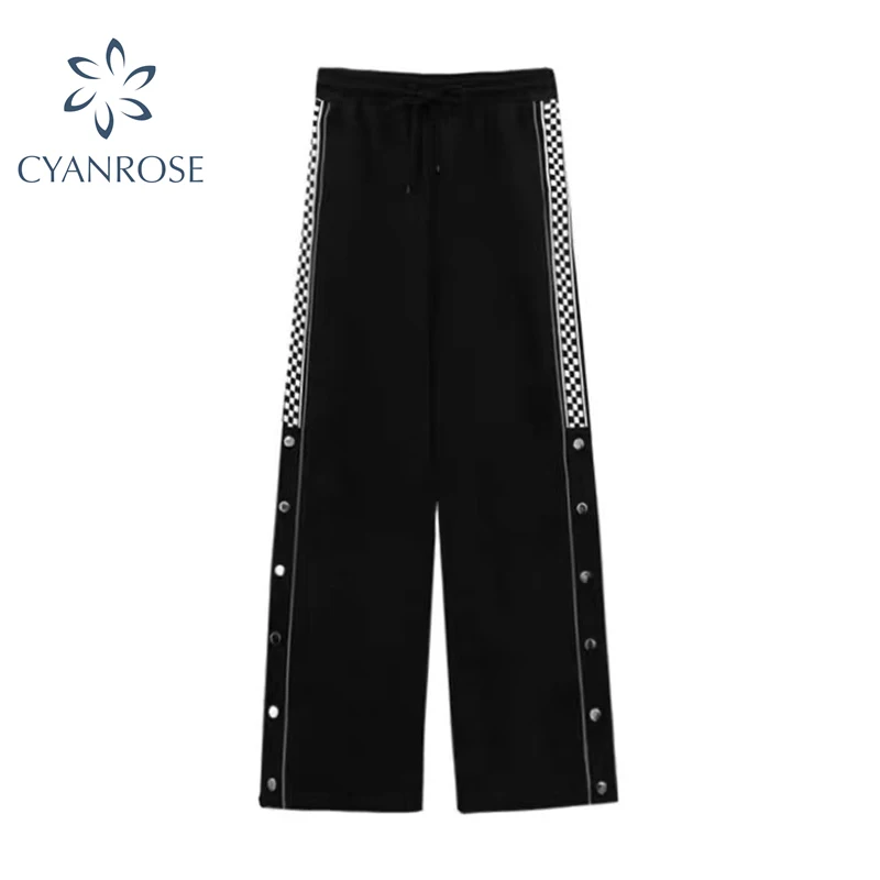 Уличная Брюки для женщин Harajuku широкие черные брюки девочек Женская Весенняя 2021
