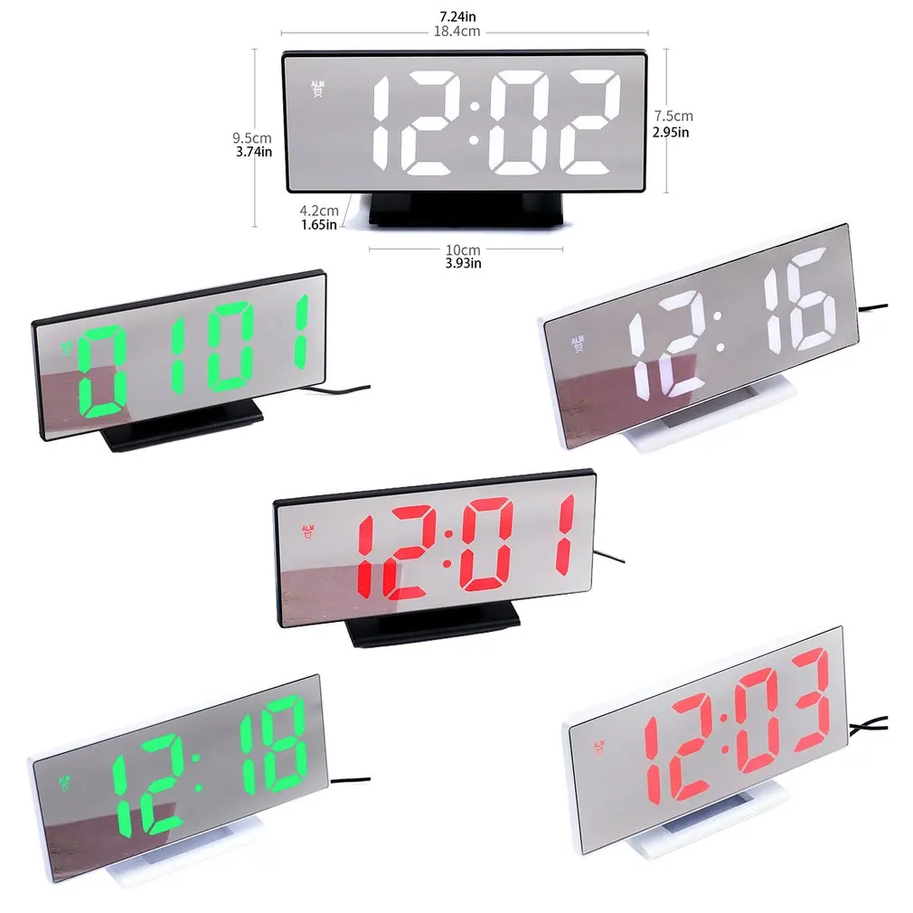 

Led Multifunctional Large Screen Electronic Clock Mute Mirror Alarm Clock Ultra Silent Digital Clock