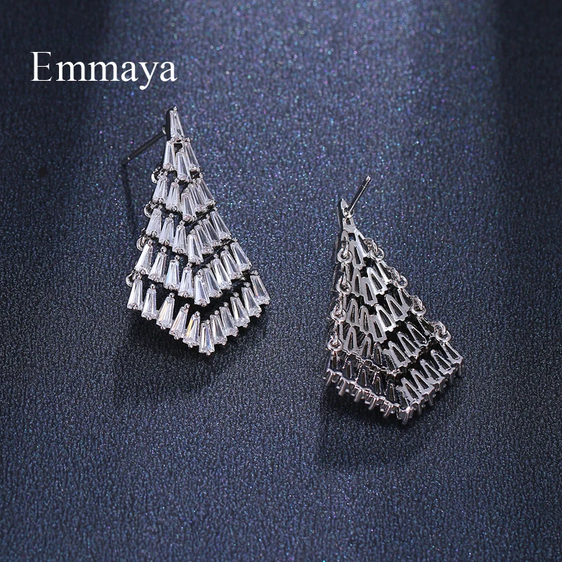 Женские серьги Emmaya в форме рождественской елки с фианитами модные украшения для