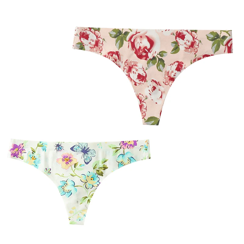Слитные дышащие стринги с принтом для женщин низкой посадкой пикантные