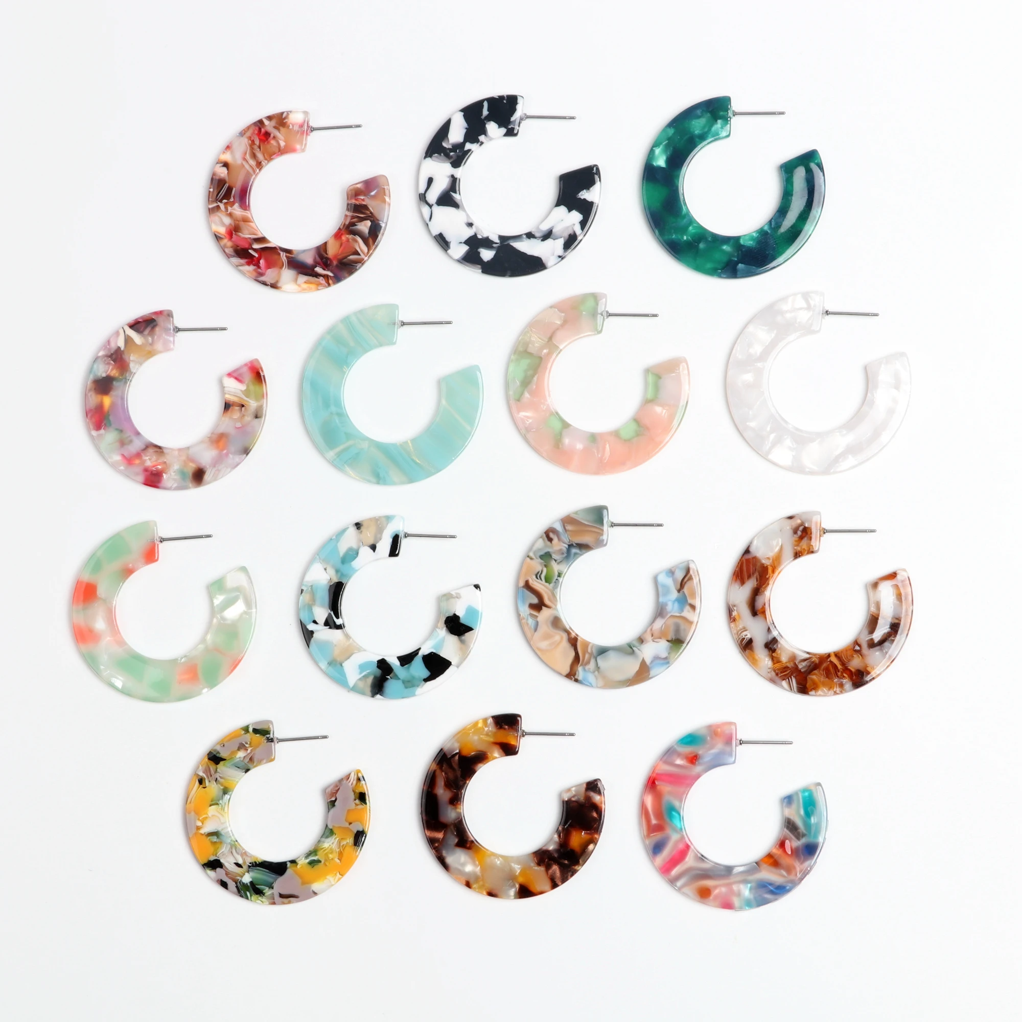 Acetate Tortoise Shell Stud Earrings Acrylic Earring Post Leopard Prin Boho Ohrringe finding 40mm ACE5031 | Украшения и