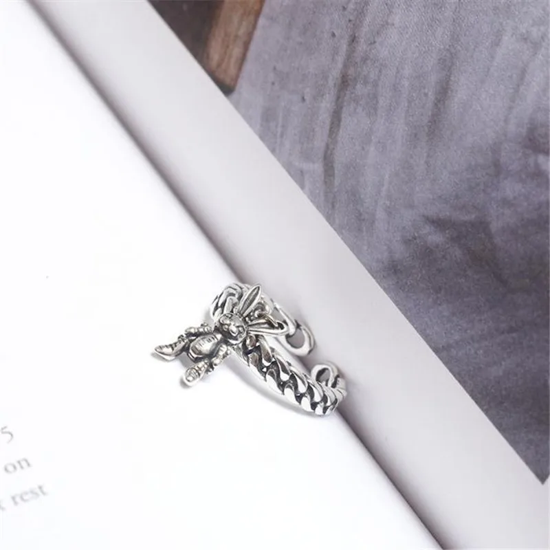 POFUNUO женское винтажное креативное кольцо в виде кролика серебряные Открытые