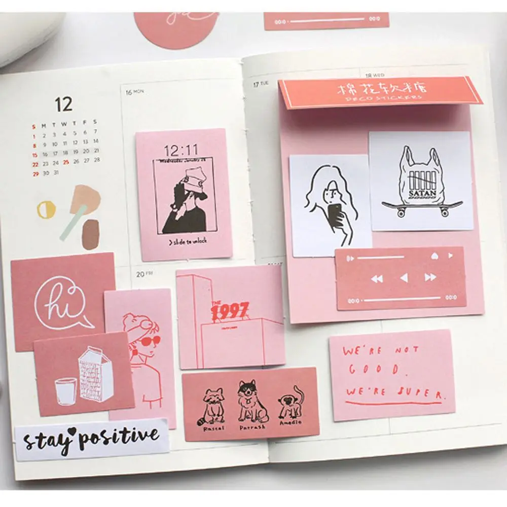 

60 Sheets Small Fresh Style Stationery Stickers Release Paper Stickers Diary Photos Albums Decorative DIY Scrapbooking Stickers