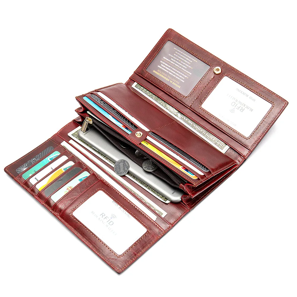 

Genuine Leather Women Wallet Female Long Clutch Lady Walet Luxury Brand Money Bag Magic Zipper Coin Purse