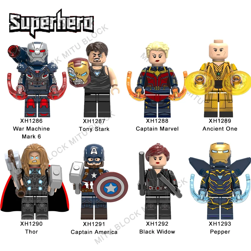 Одиночная Супер герои Марка 6 Tony Stark Марвел Капитан древний Тор Капитан Америка Черная Вуда перец строительный блок