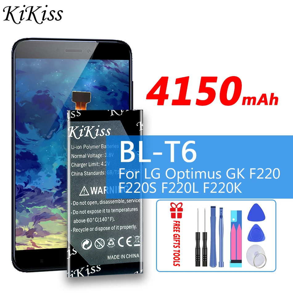 

4150mAh KiKiss Rechargeable Battery BL-T6 for LG Optimus GK F220 F220S F220L F220K Mobile Phone Battery BLT6 BL T6