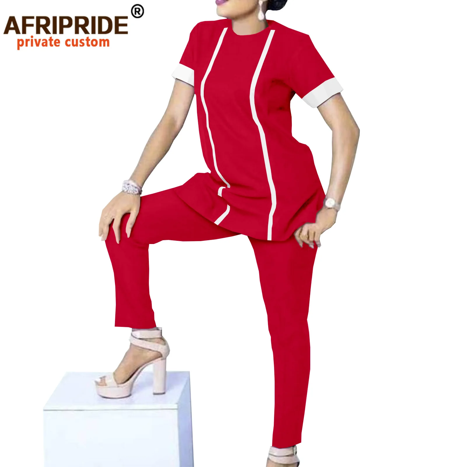 

Afripride Tailor Made 2 Pieces Pants Set for Women Solid Patchwork Women Daily Casual Pants Set A2126002