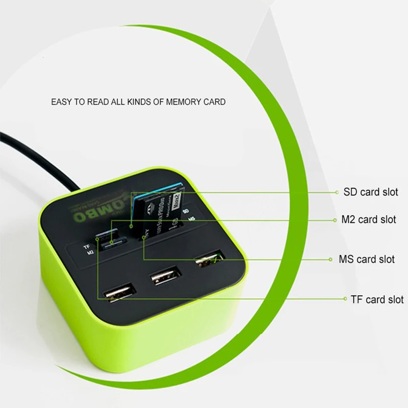 Порты и разъёмы usb-хаб кард-ридер мульти USB разветвитель 7 в 1 Поддержка Micro TF/SD/M2 MS