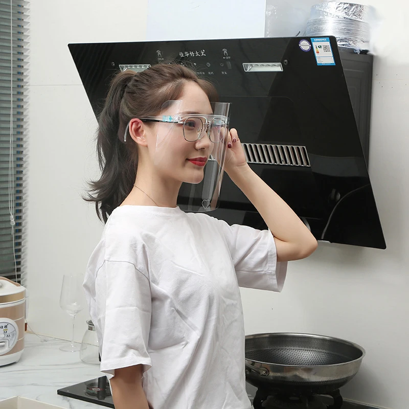 

5pcs Home Cooking Face Screen Double-Sided Anti-Fog Prevent Liquid Oil-Splashing Protective Face Shield With Glasses