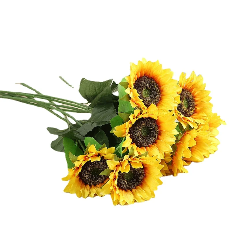 

1Pcs beautiful sunflower bouquet silk flower high quality artificial flower home garden party wedding decoration DIY