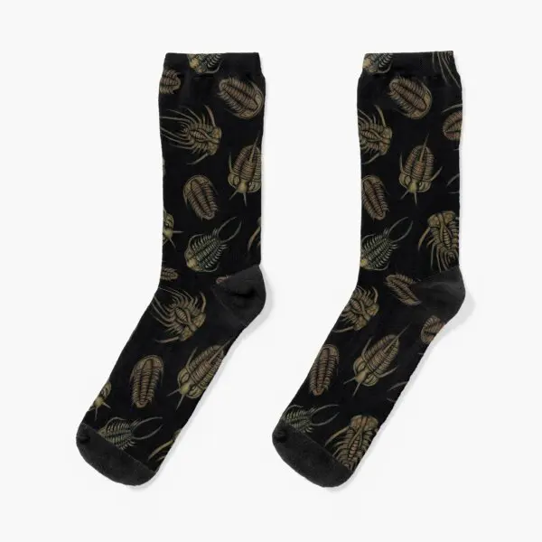 

Trilobites Marine Fossil Pattern Crew Socks Best Women Mens Black Ankle Knee High
