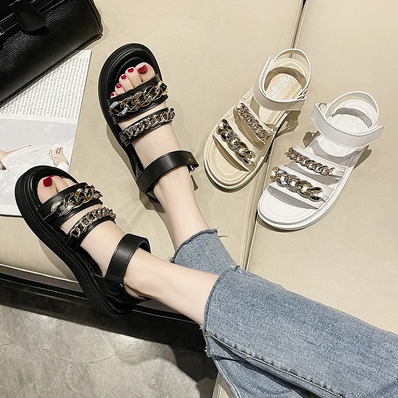 

Fashion Womens Shoes 2021 Roman Sandals Suit Female Beige Summer Heels Clogs Wedge Luxury Sports Low Gladiator New Comfort Black