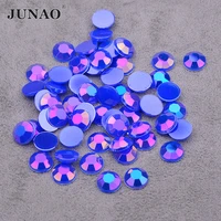 junao 500pcs 6 7 8mm blue ab nail art jelly rhinestone sticker flat back acrylic stone glue on crystal strass for decoration