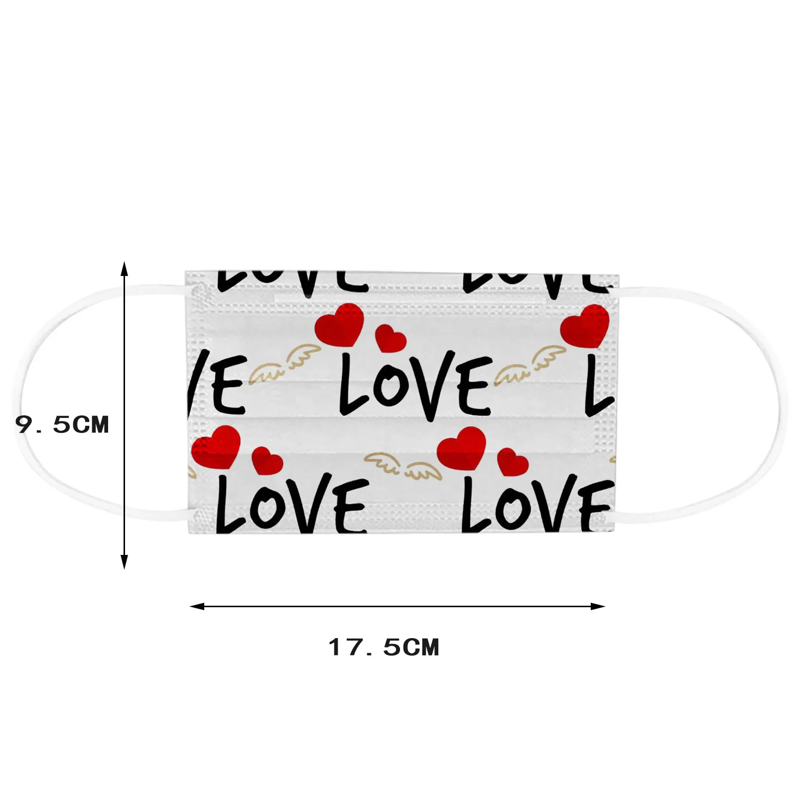 

20pc Adult Valentine's Day Print Mask Disposable Face Mask 3ply Ear Loop For Man And Women Against Pollution Face Cover R1