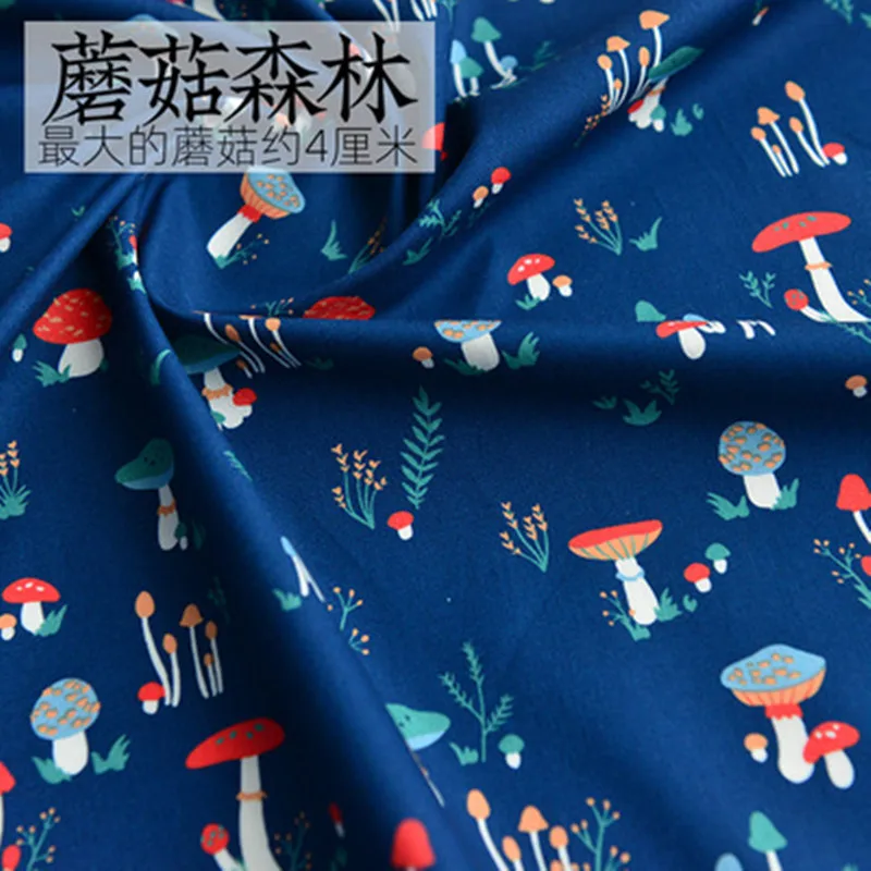 Полуметровая ткань из 100% хлопка с мультяшным принтом лисы гриба клубники для