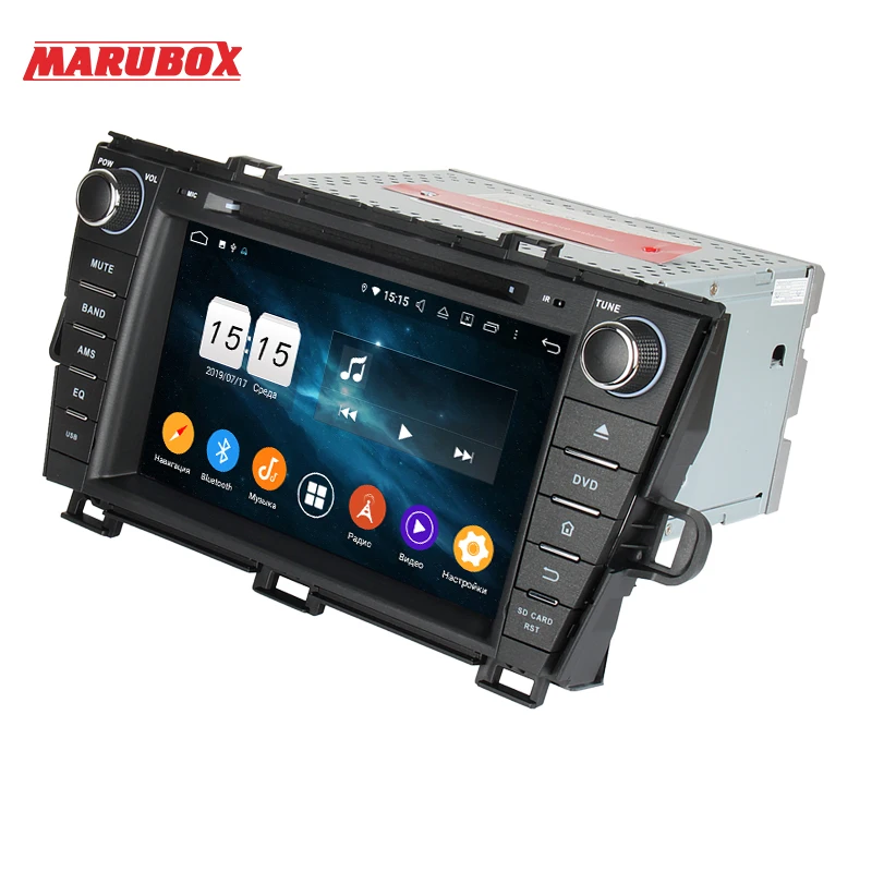 Штатная магнитола для Toyota Prius, MARUBOX KD8004, Штатное головное устройство для Тойота Prius 2009-, Android 9.0,Восьмиядерный процессор,встроенный DSP,IPS экран,Оперативная 4GB, Встроенная 64GB