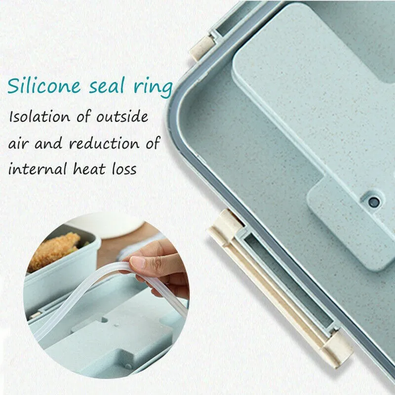 Микроволновый Ланч-бокс из пшеничной соломы, столовая посуда, контейнер для хранения еды, для детей, для школы, офиса, портативная коробка для бенто, кухонный инструмент 10