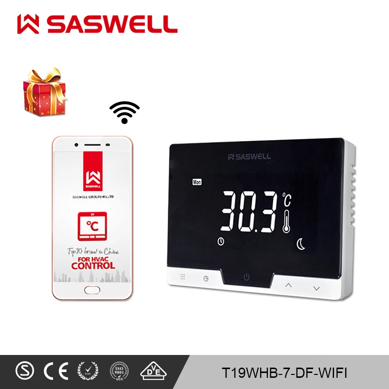 SASWELL WiFi умный термостат контроллер для комнатного газового котла термостат Еженедельный программируемый работа с SCU210DE/209DE