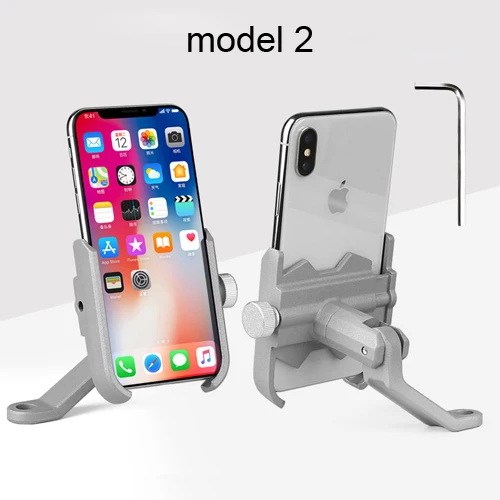 model 2 Gray Алюминиевый держатель для телефона для велосипеда, MTB, горная дорога, велосипед, мотоцикл, универсальный держатель для руля, зажим, подставка для смартфонов 4," до 6,8" - Цвет: model 2 Gray