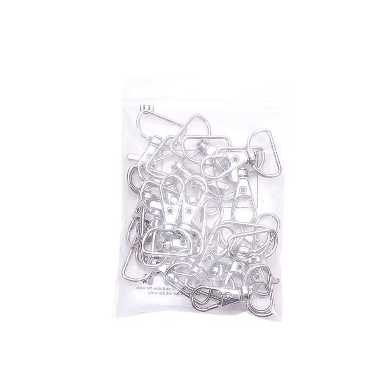 

20Pcs 360 Metal Silver Swivel Trigger Snap Hooks Lobster Claw Clasps Large Size D Ring Keychain Hooks Jewelry Findings