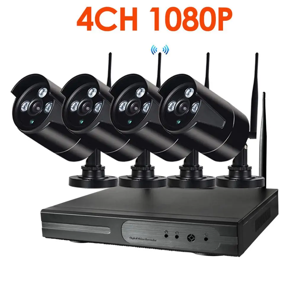 8CH 1080P HD Aduio Беспроводной NVR комплект P2P 1080P Крытый Открытый ИК ночного видения безопасности 2.0MP аудио IP камера wifi CCTV система - Цвет: 4CH 1080P WIFI Audio