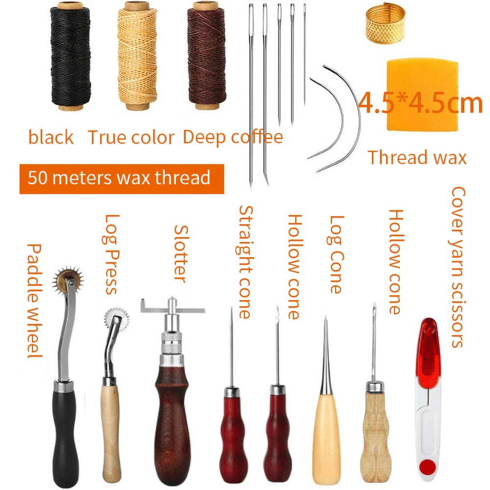 

Stitching Punch Carving Work Saddle Set Accessories DIY Tool Set Professional Leather Craft Tools Kit Hand Sewing