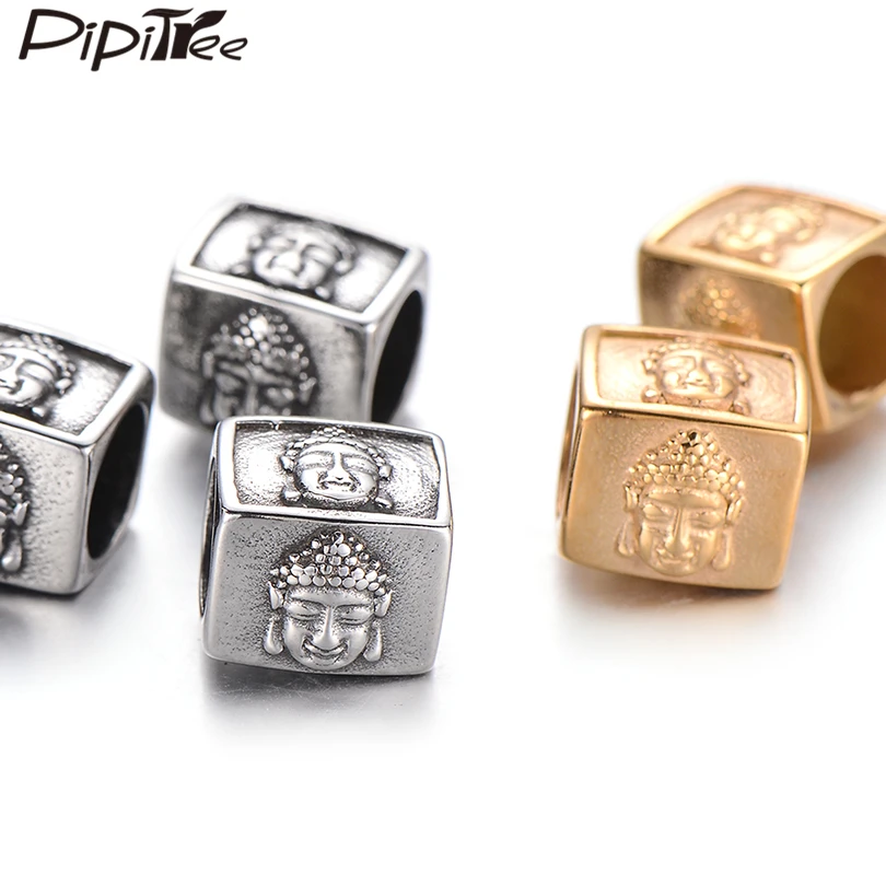 

Бусины Pipitree из нержавеющей стали с большим отверстием, 4 шт.