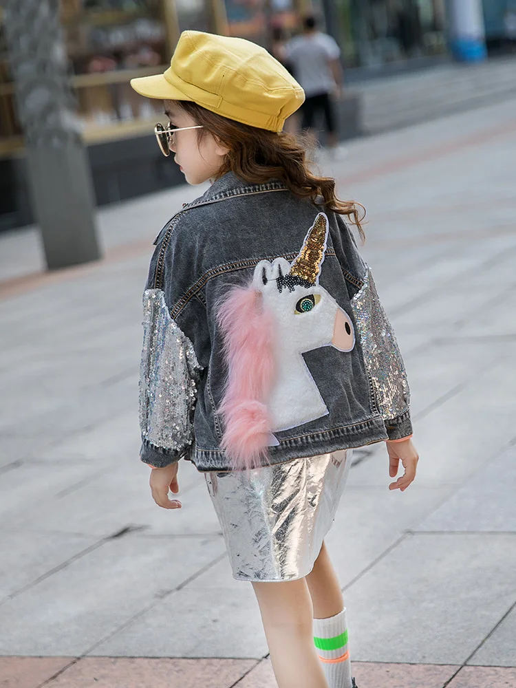 Джинсовая куртка для девочек осень 2019 г. Новая детская одежда детей Повседневная