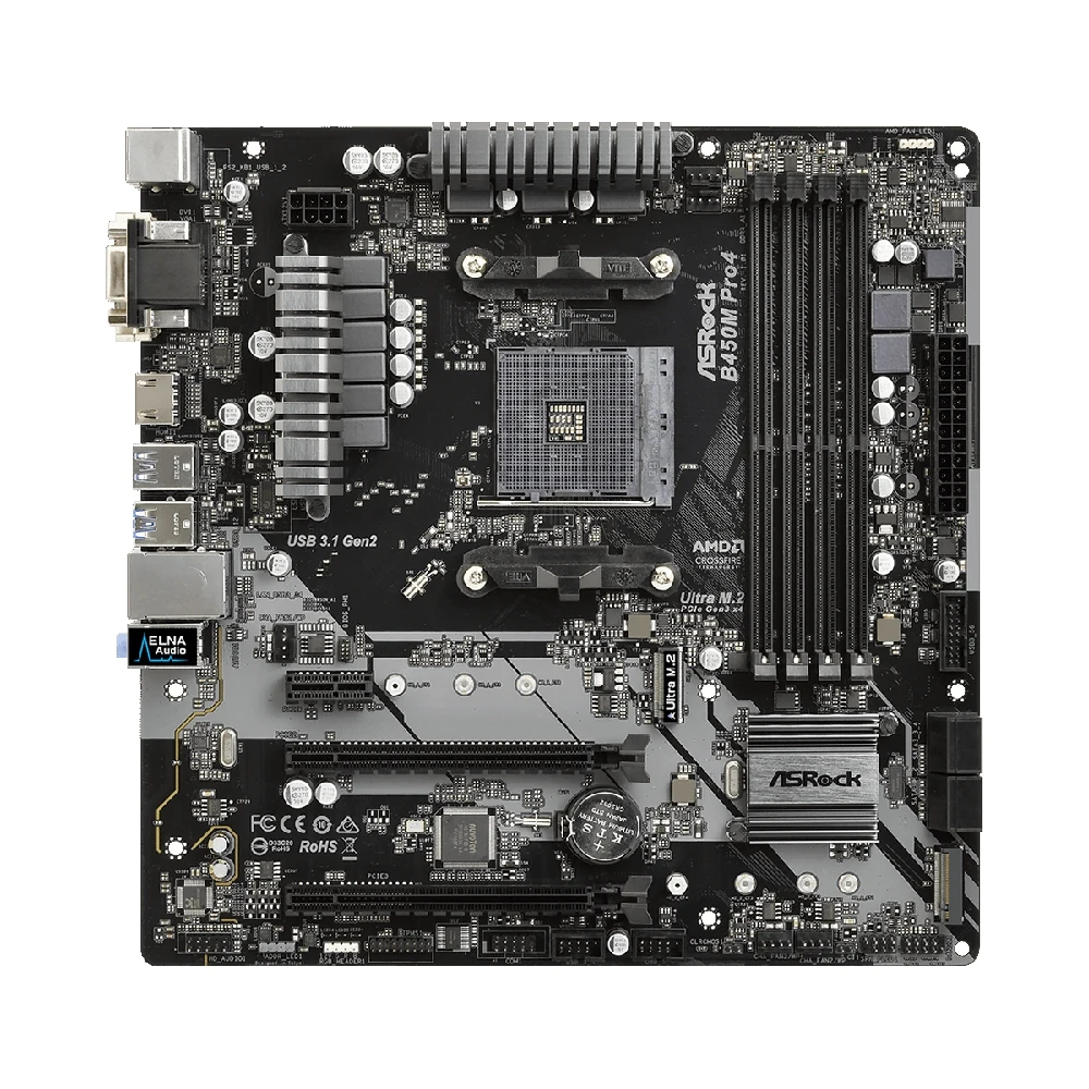 Плата материнская Asrock B450M PRO4 AM4 AMD B450 mATX BOX | Компьютеры и офис