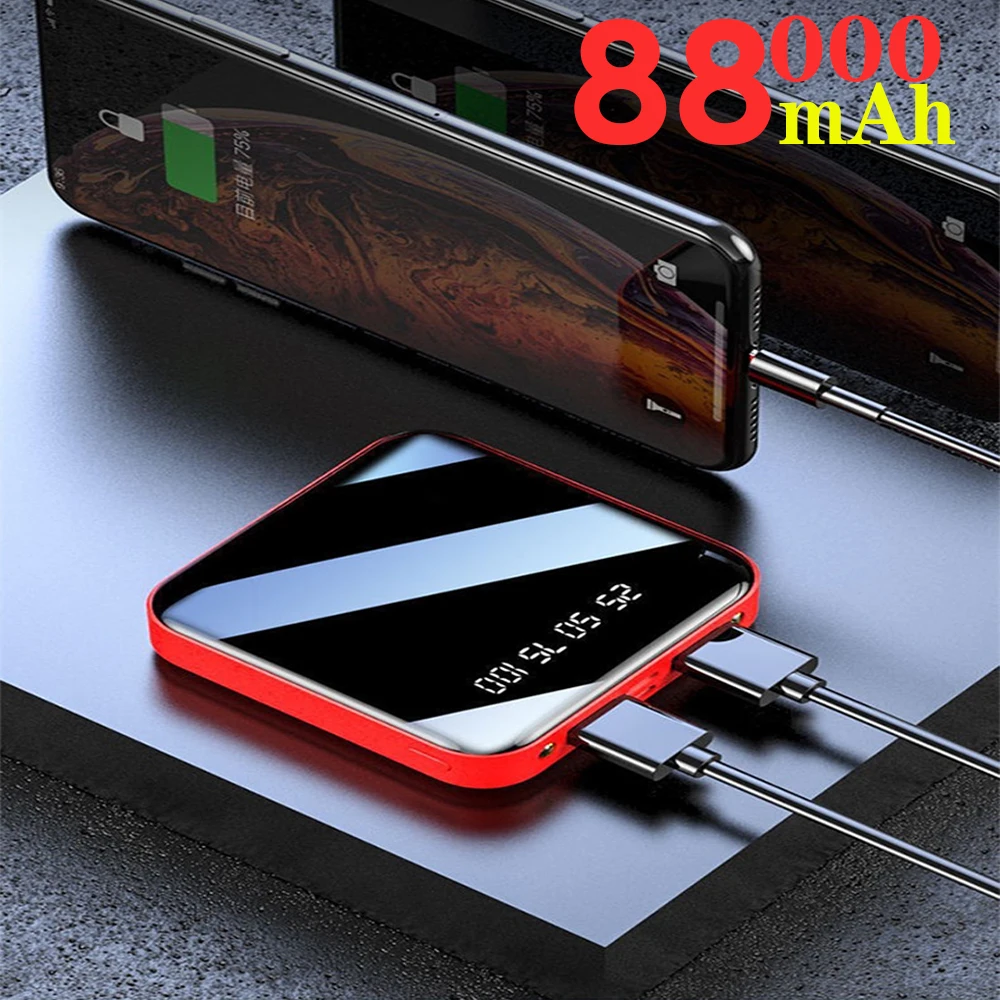 

88000mAh Mini Power Bank for iPhone Xiaomi Mi Portable USB Fast Charger Small 10000 mAh Power Bank