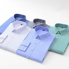 Мужская рубашка с длинными рукавами, желтая деловая рубашка из бамбукового волокна, приталенный силуэт, удобная эластичная Однотонная рубашка для офиса, 2019