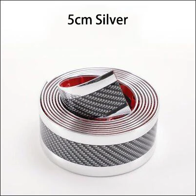 5cm Silver Защитная накладка для двери автомобиля, защитная накладка для бампера, автомобильная наклейка из углеродного волокна, пленка для защиты от столкновений, защита для порога, Стайлинг автомобиля - Цвет: 5cm Silver
