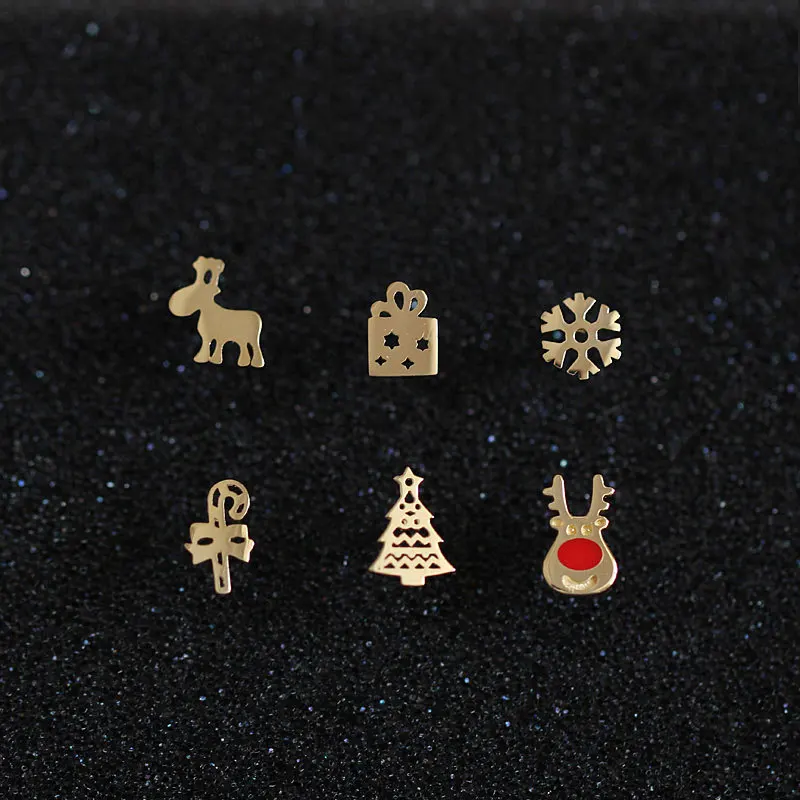 Женские серьги-гвоздики в виде рождественской елки из серебра 100% пробы |