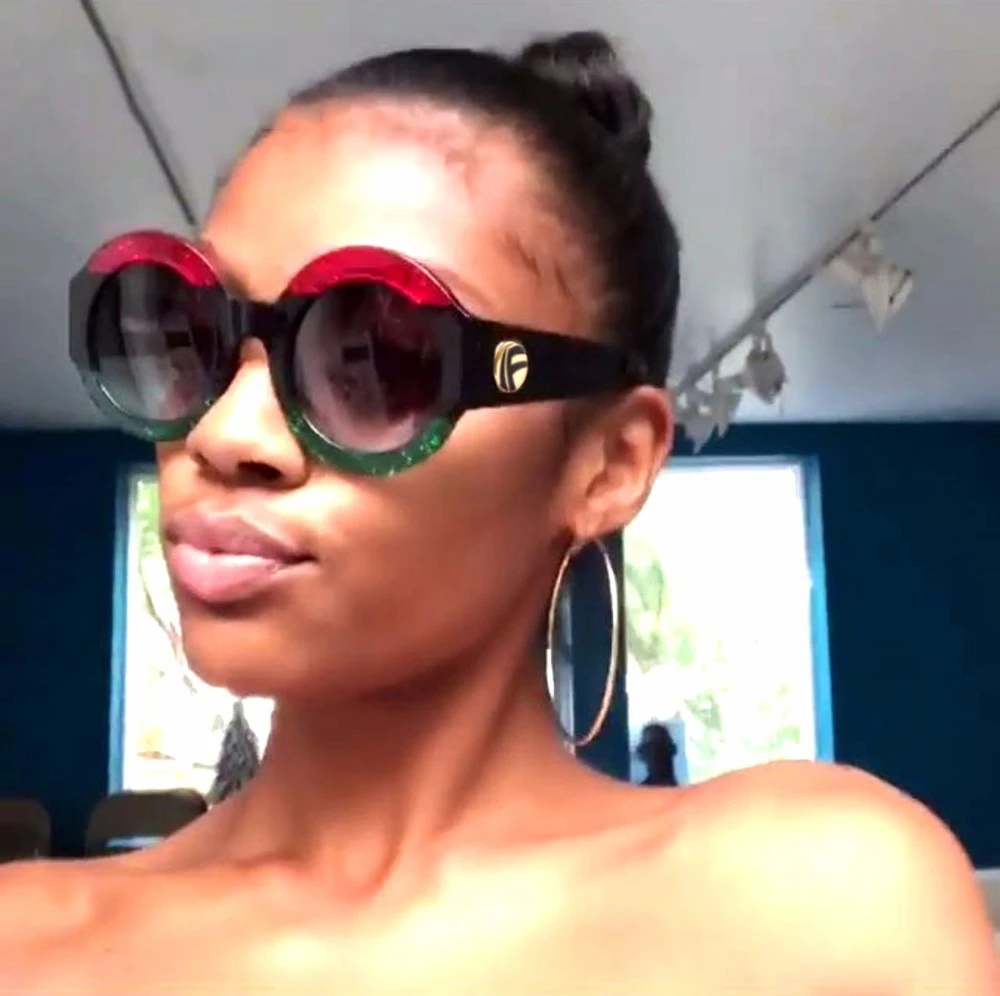 Блестящие Круглые Солнцезащитные очки женские тренды Роскошные итальянские