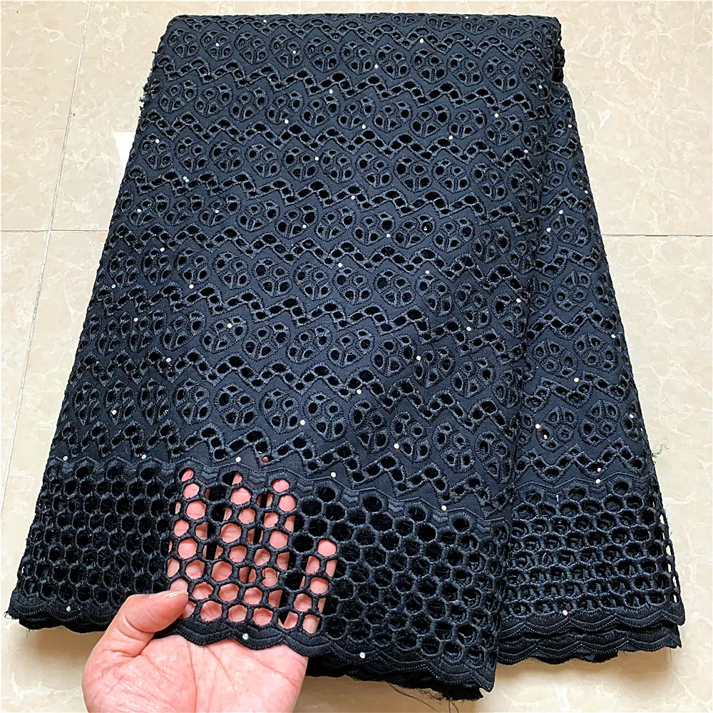 

Cotton skin friendly plain voile laces holes design gauze fabrics with stones high quality asoebi African cloth DIY voile laces