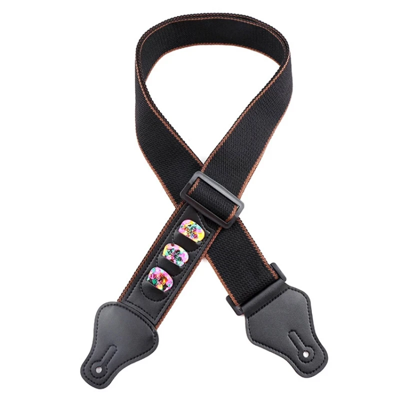 gitarre strap solide farbe einstellbar reine baumwolle echtem leder strap für elektrische bass gitarre musical instrument zubehör free globa