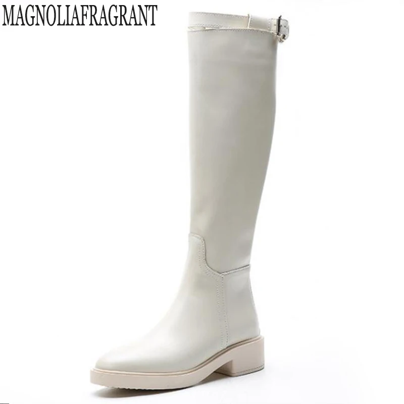 Новые Высокие сапоги до бедра Женские колена на молнии Элегантная кожаная обувь