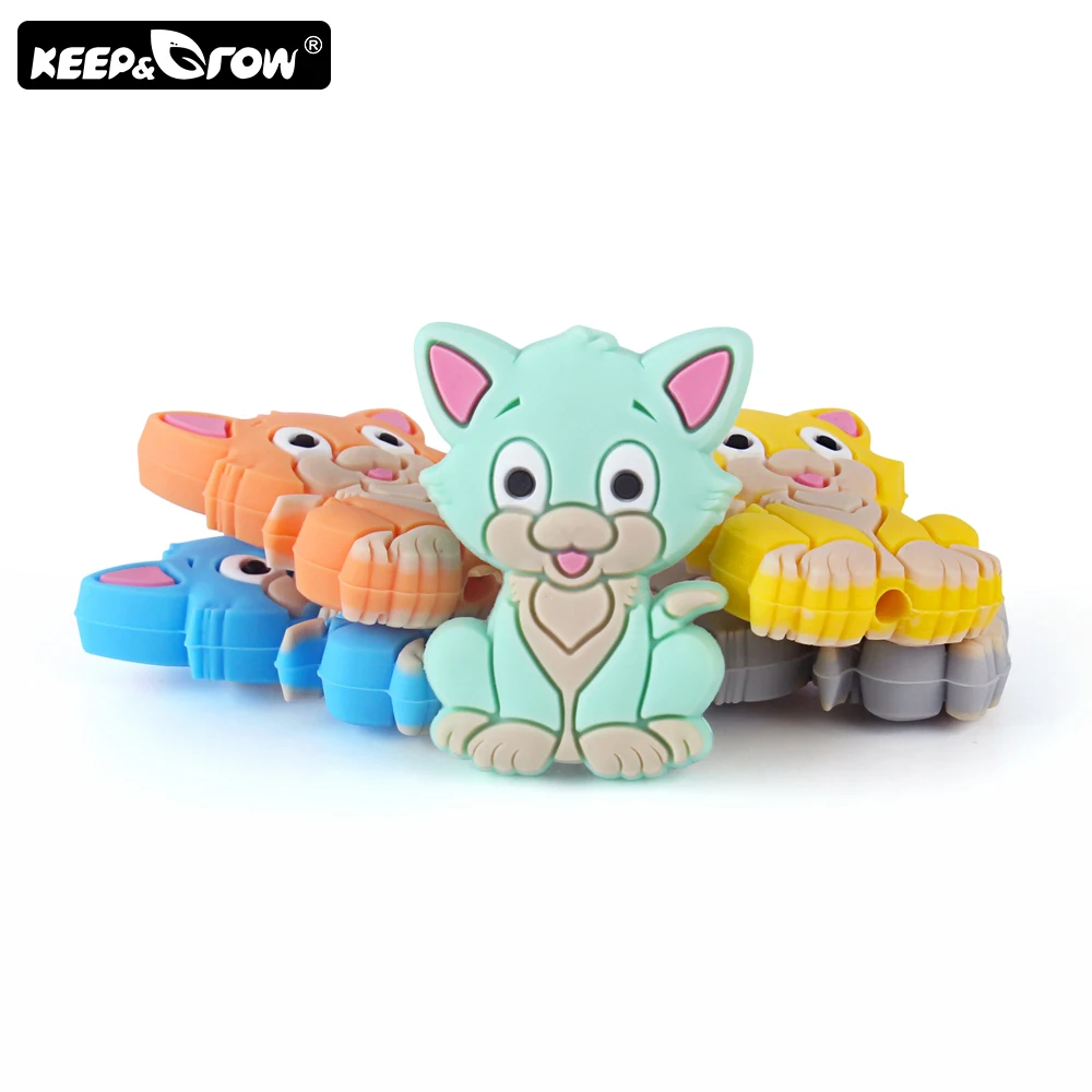 Keep& Grow, 10 шт., мини-силиконовые бусины для кошек, без бисфенола, Детские Прорезыватели для зубов, бисерное ожерелье DIY, силиконовые детские товары, игрушки для прорезывания зубов