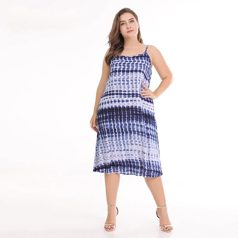 

Bohemian spring and summer new large loose cotton print casual comfortable Sling Dress