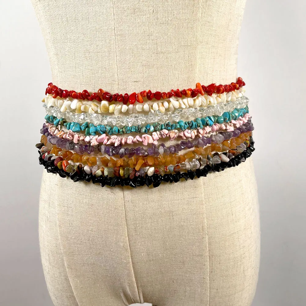 Цепочка с бирюзовым кристаллом в стиле бохо цепочка на талию из натурального