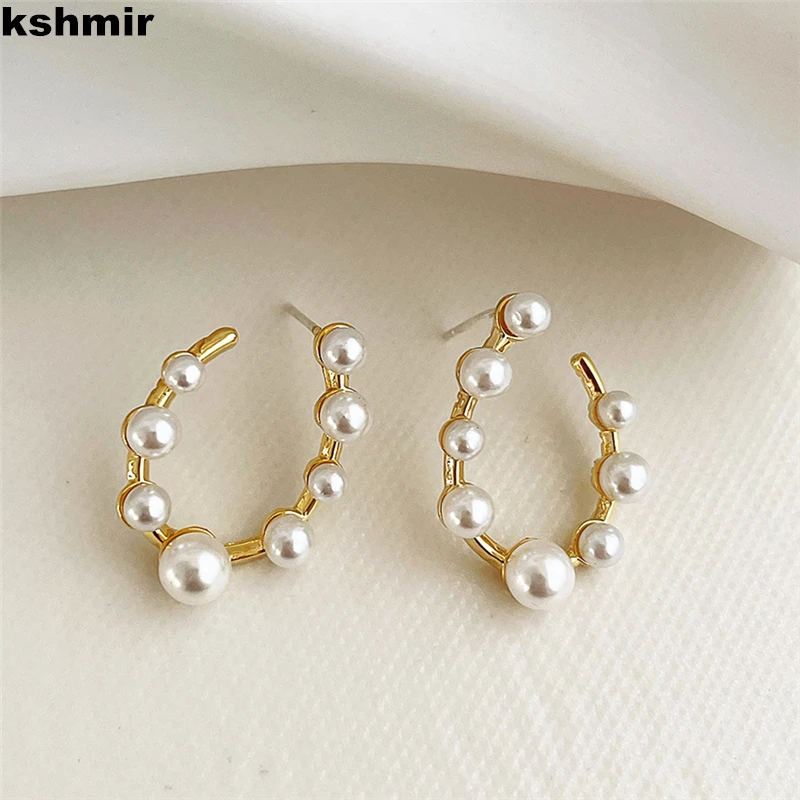 

kshmir Bohemian Korea's new simple U-shaped pearl earrings for women statement delicate earrings accessories party gift 2021