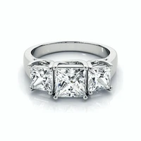 925 silver rings jewelry for women 1 25 ct 3 stone princess square white gem fashion birthday present