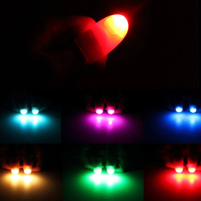 

2 Random Novelty Light-Up Thumbs LED Light Flashing Finger Supply Children Kids Toys Trick Birthday Gifts Light Props Glow O7B6