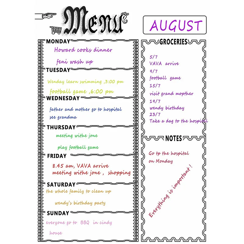 

A3 netic Whiteboard Sheet for Kitchen Fridge Multipurpose Fridge Weekly White Board Calendar for Menu Planning with 8 Pen(Whi