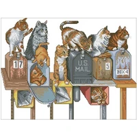 top cat in the mailbox patterns counted cross stitch 11ct 14ct 18ct diy cross stitch kits embroidery needlework sets