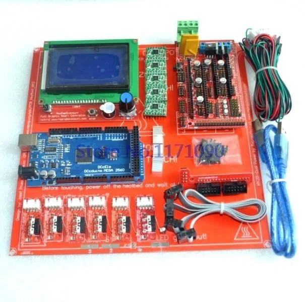 Комплект Reprap Ramps 1 4 с Mega 2560 r3 + Heatbed mk2b ЖК-контроллер 12864 Драйвер A4988 торцевые
